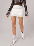 DressBerry Ivory Whimsy Ruched Mini Skirt