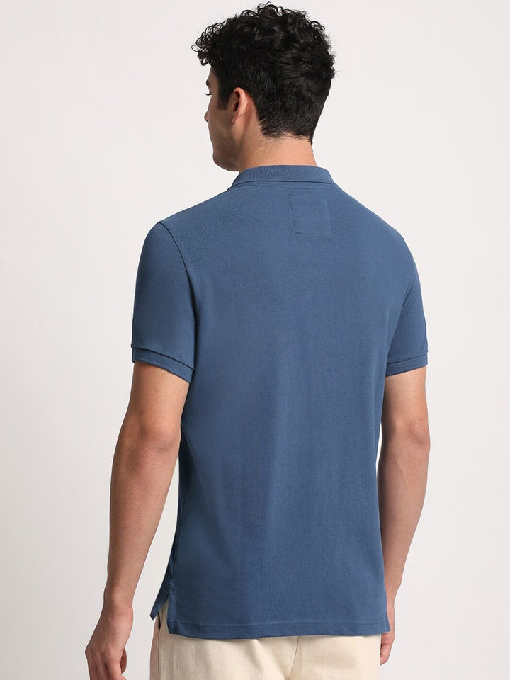 THE BEAR HOUSE Men Solid Slim Fit Cotton Polo Collar T-Shirts