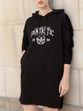 DressBerry Varsity Cool Printed Hooded T-shirt Dress