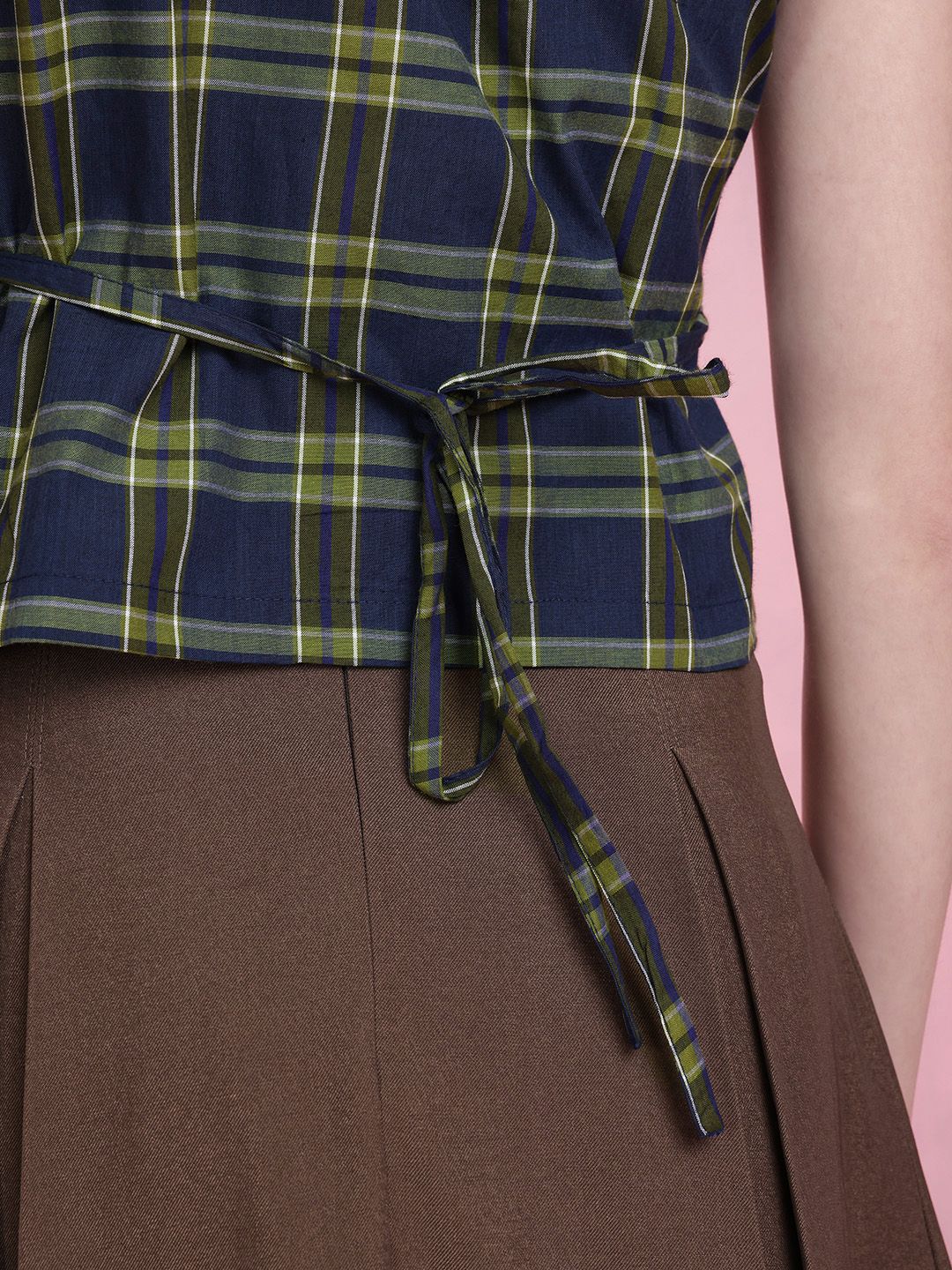 DressBerry Tartan Checked Wrap Top with Tie-ups