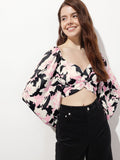 DressBerry Floral Bae Smocked with a Twist Crop Top