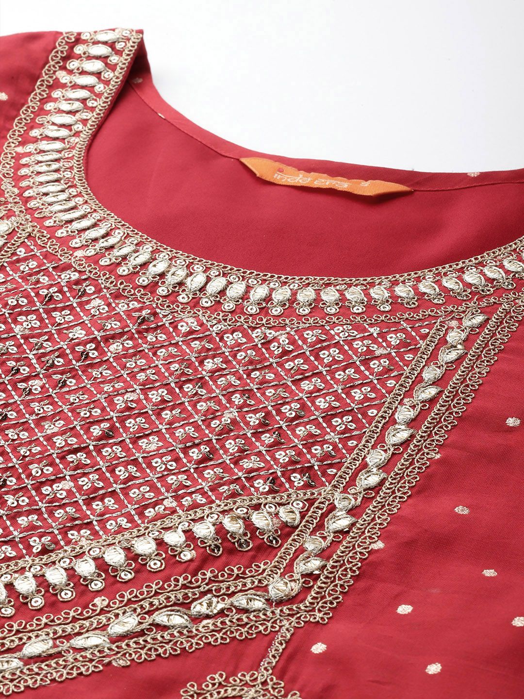 Indo Era Embroidered Sequinned Kurta With Trousers & Dupatta