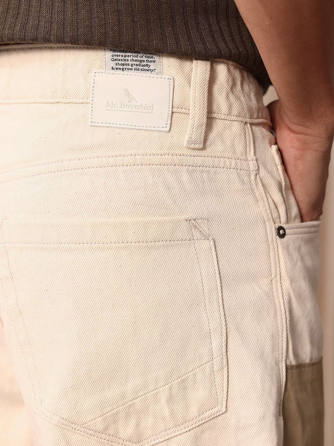 Mr Bowerbird Men Pure Cotton Oversized Jeans With Patch Work Detail