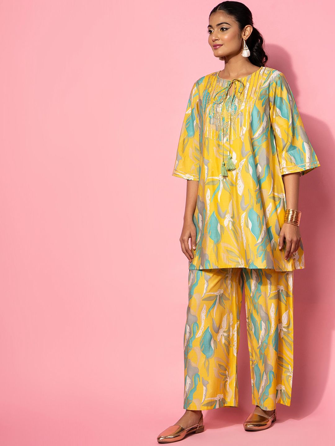 Libas Women Printed A-Line Tunic & Palazzo Co-Ords