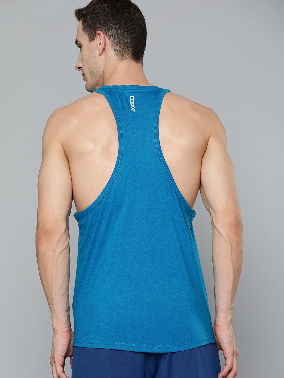 HRX By Hrithik Roshan Training Men Blue Blast Bio-Wash Brand Carrier Tshirts