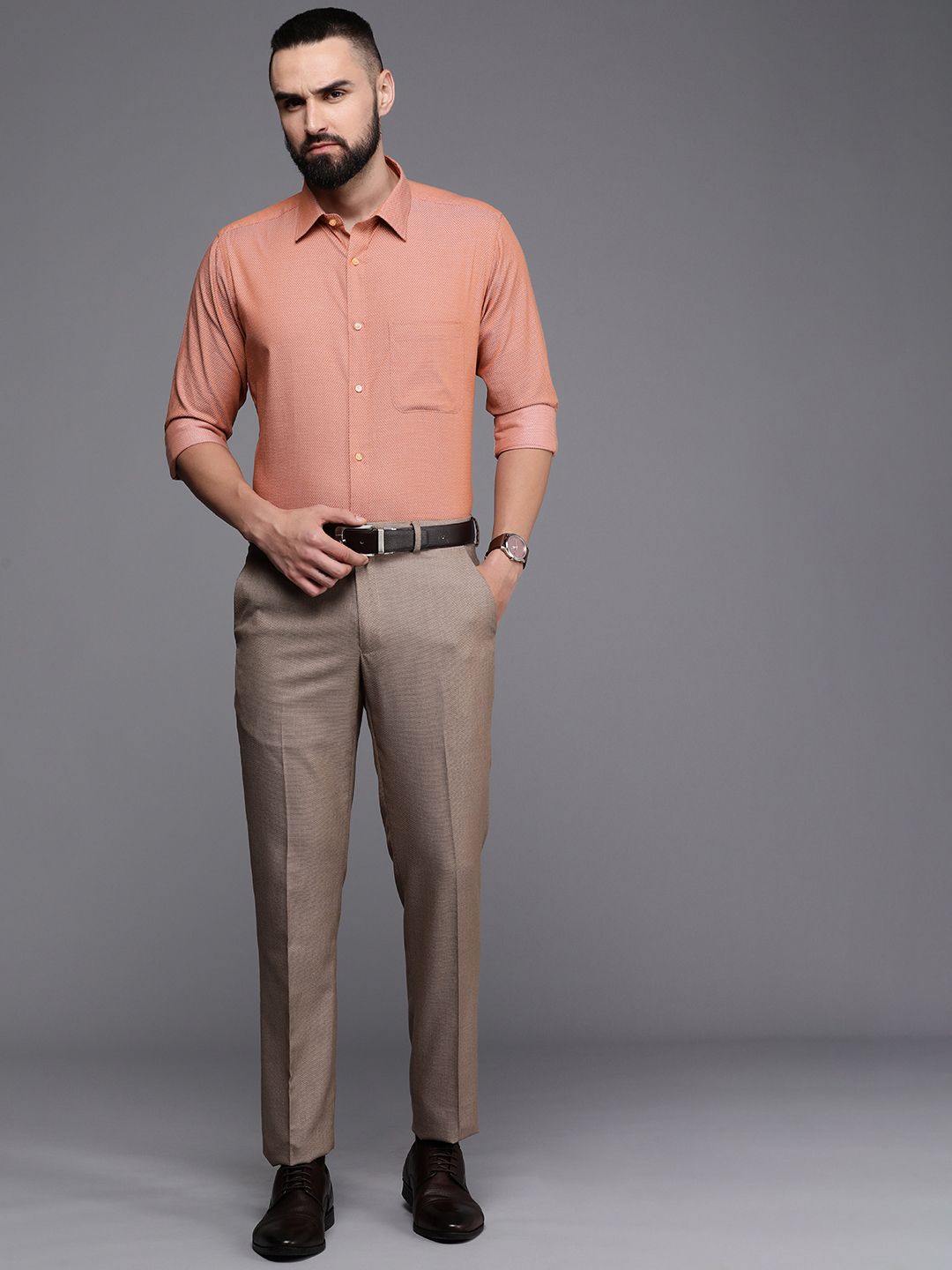 Raymond Slim Fit Pure Cotton Textured Formal Shirt