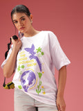 DressBerry Printed Drop-Shoulder Sleeves Oversized Pure Cotton T-shirt
