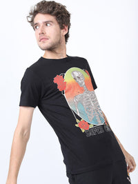 HIGHLANDER Men Black Printed Slim Fit T-shirt