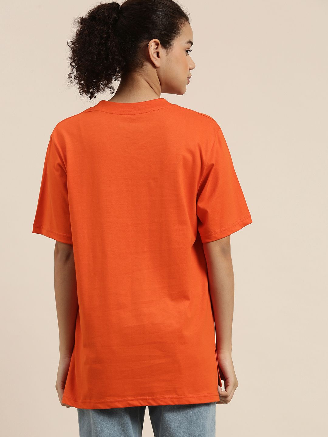 DILLINGER Women Orange Loose Pure Cotton T-shirt