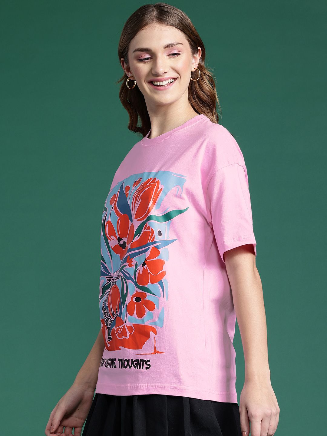DressBerry Women Printed Pure Cotton T-shirt
