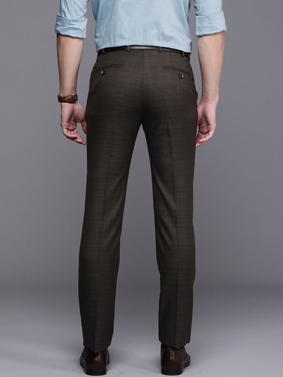 Raymond Men Checked Slim Fit Formal Trousers