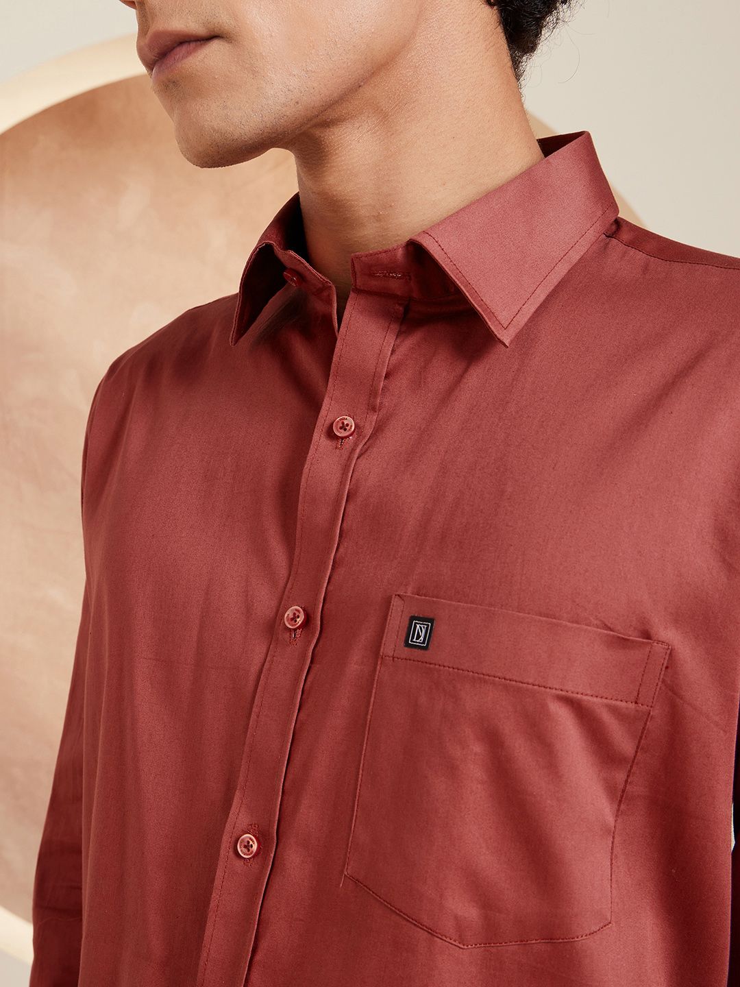 DENNISON Smart Solid Opaque Pure Cotton Satin Shirt