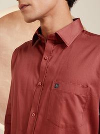 DENNISON Smart Solid Opaque Pure Cotton Satin Shirt