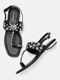 Lino Perros Women Embellished T-Strap Flats