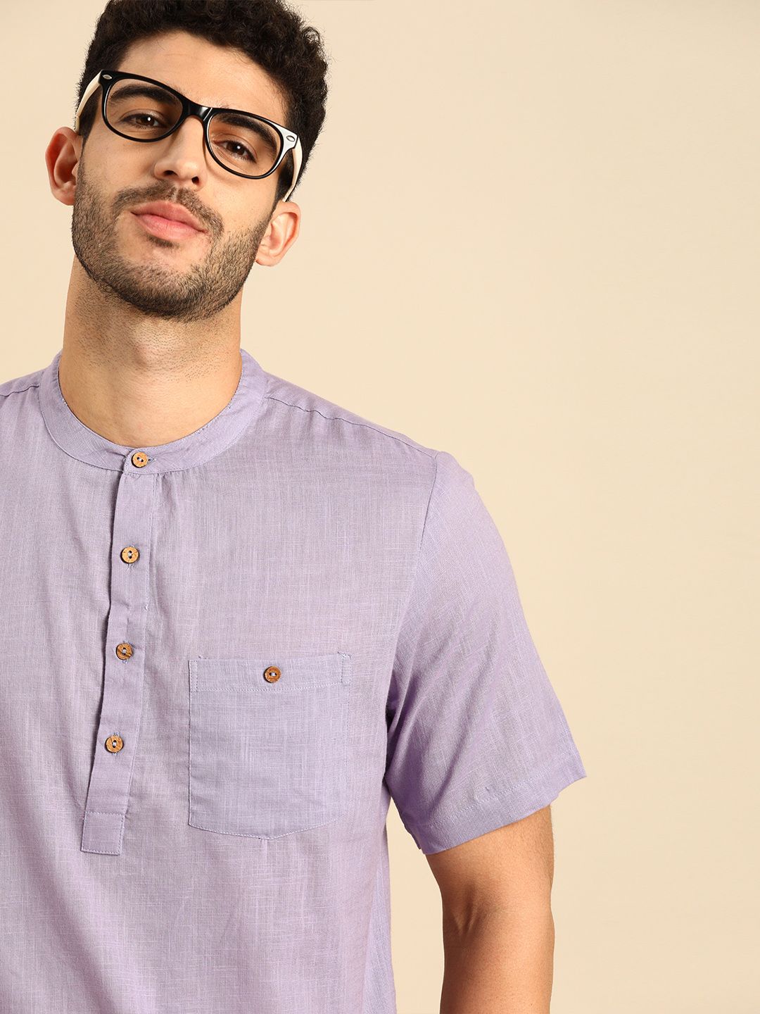 Anouk Men Lavender Pastels Pure Cotton Kurta