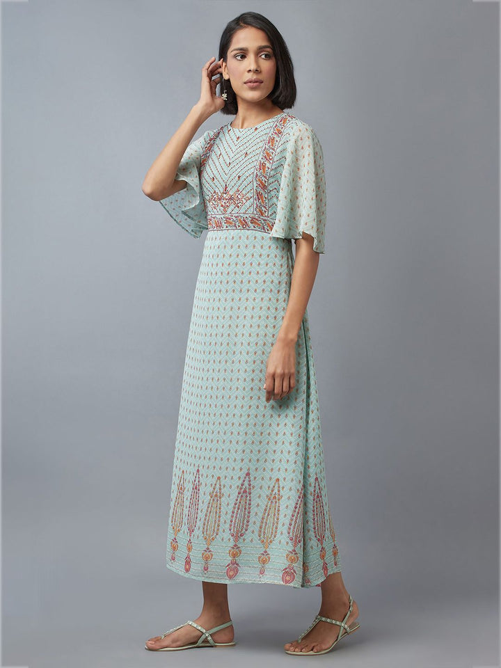 W Green Ethnic Maxi Dress