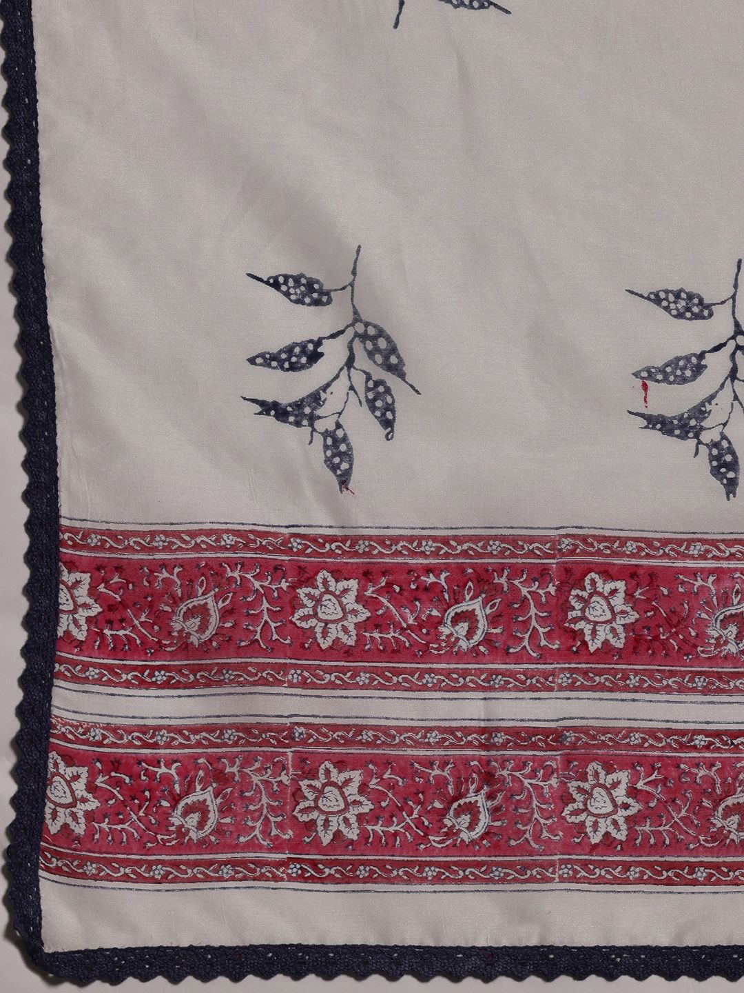 Libas White Floral Printed Gotta Patti Straight Kurta With Trousers & Dupatta