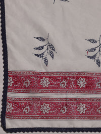 Libas White Floral Printed Gotta Patti Straight Kurta With Trousers & Dupatta