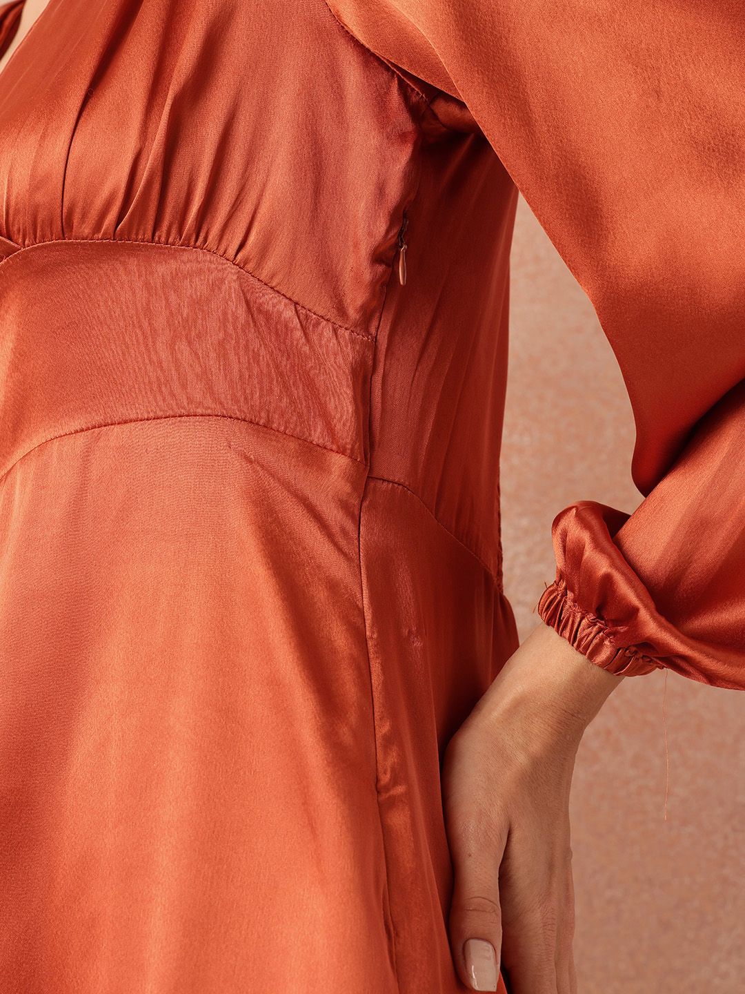 all about you Satin-Finish Wrap Midi Dress