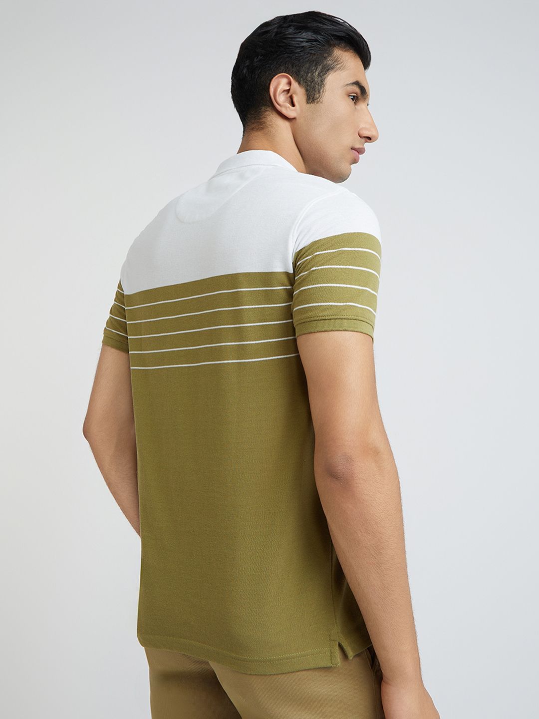 Park Avenue Men Colourblocked Polo Collar Slim Fit T-shirt
