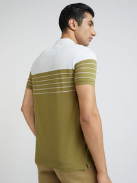 Park Avenue Men Colourblocked Polo Collar Slim Fit T-shirt