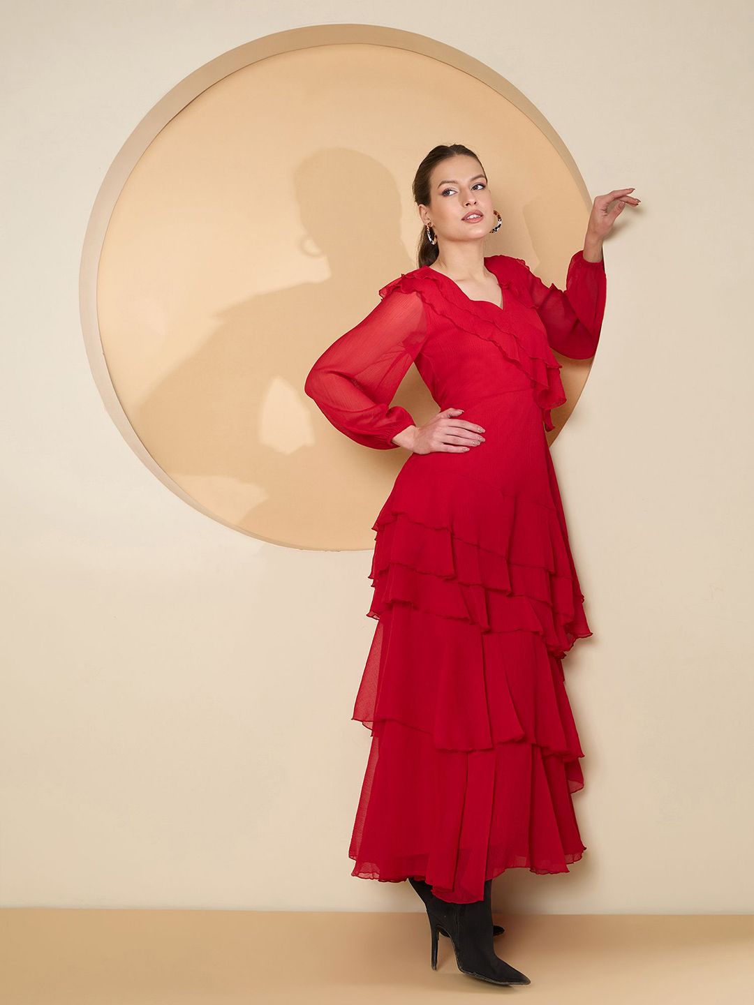 Antheaa Chiffon A-Line Maxi Dress