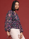 all about you Floral Print Ruched Puff Sleeve Top