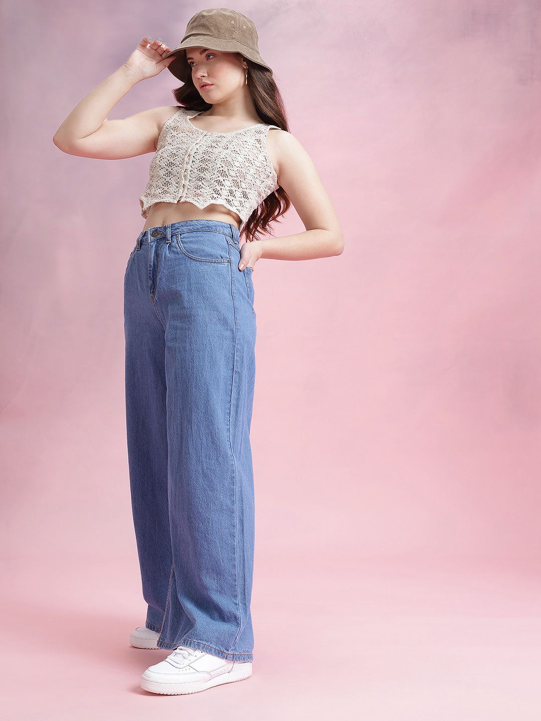 DressBerry Floral Sheer Crochet Crop Top