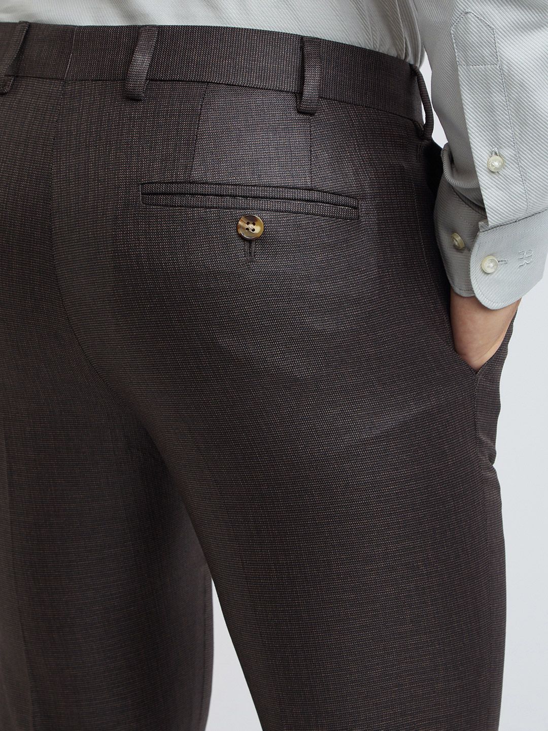 Raymond Men Self Design Textured Slim Fit Formal Trousers