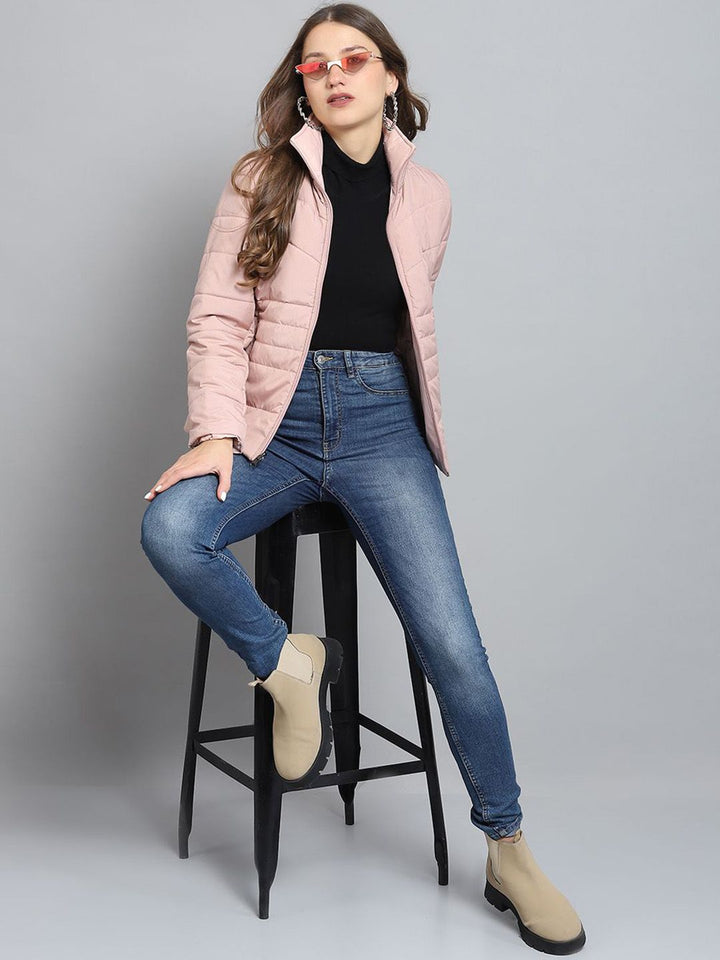 Monte Carlo Women Mock Collar Solid Casual Lightweight Padded Jacket