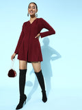 Berrylush Women Charming Maroon Solid A-Line Dress