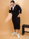 SASSAFRAS Curve Plus Size Sheath Midi Dress