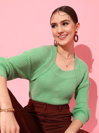 STREET 9 Women Acrylic Cable Knit Crop Pullover