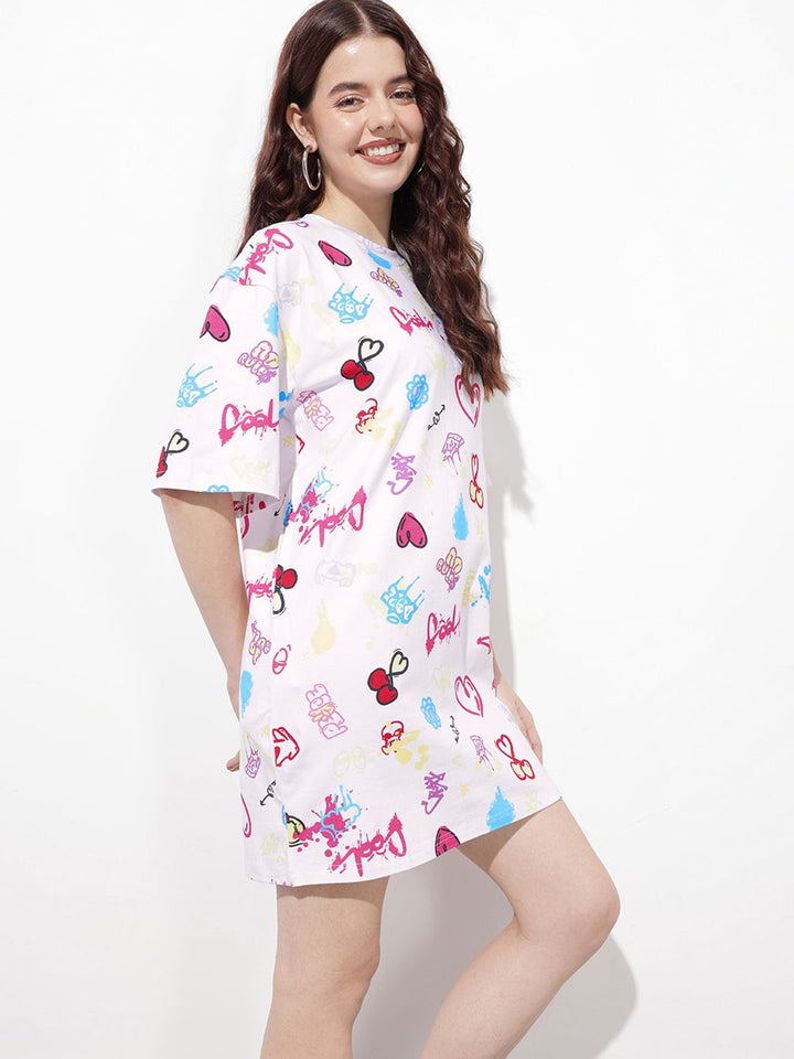 DressBerry Call Me Colourful Cutie Printed Praise T-shirt Dress