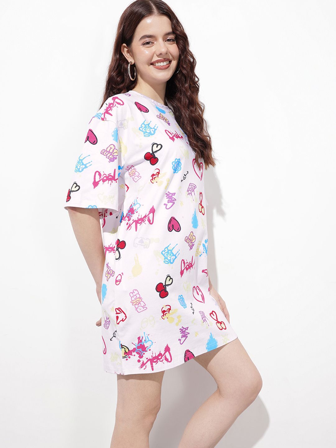 DressBerry Call Me Colourful Cutie Printed Praise T-shirt Dress