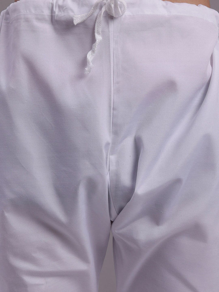 Jompers Geometric Self Design Thread Work Pure Cotton Kurta With Pyjamas