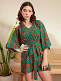 Berrylush Floral Printed Belted Playsuit