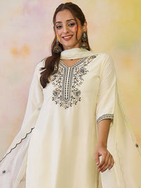 Indo Era Ethnic Motifs Embroidered Zari Kurta With Trousers & Dupatta