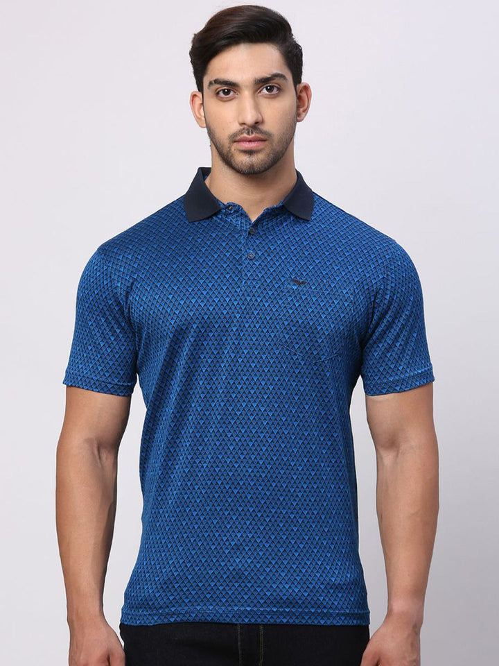 Park Avenue Men High Neck Pockets Slim Fit Pure Cotton T-shirt