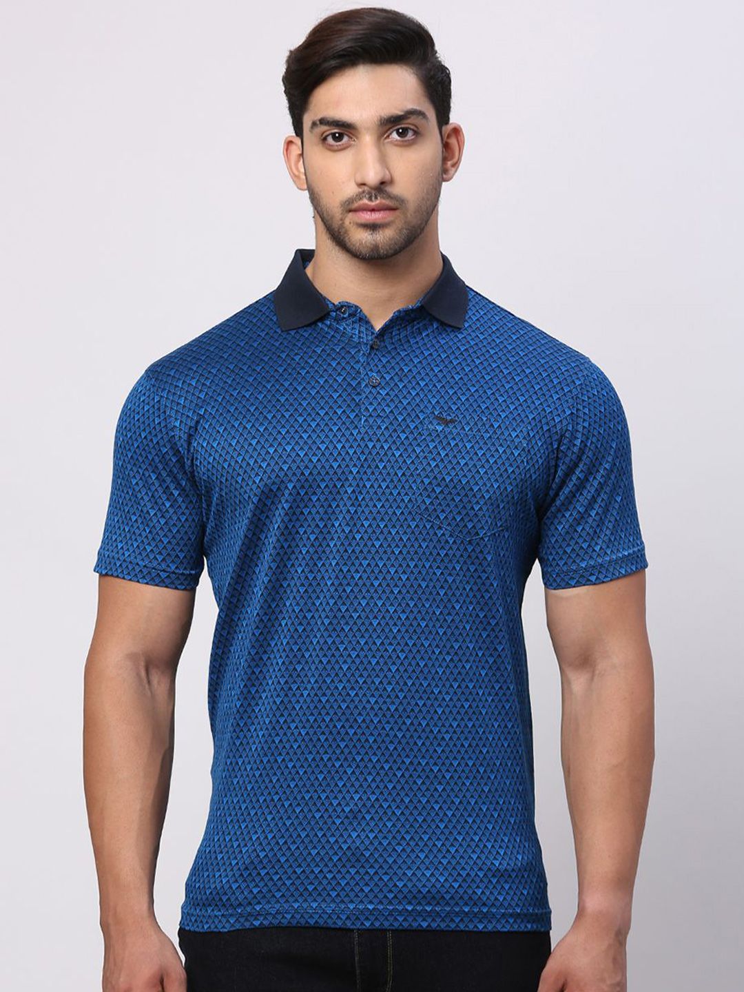 Park Avenue Men High Neck Pockets Slim Fit Pure Cotton T-shirt