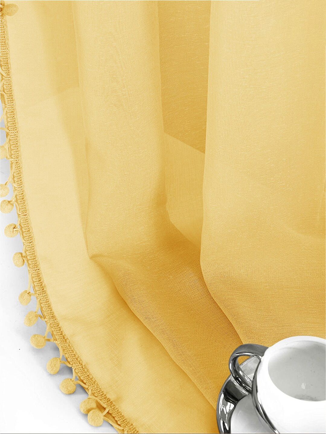 URBAN SPACE Yellow 2-Piece Sheer Window Curtains