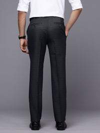 Raymond Men Self Design Textured Slim Fit Formal Trousers