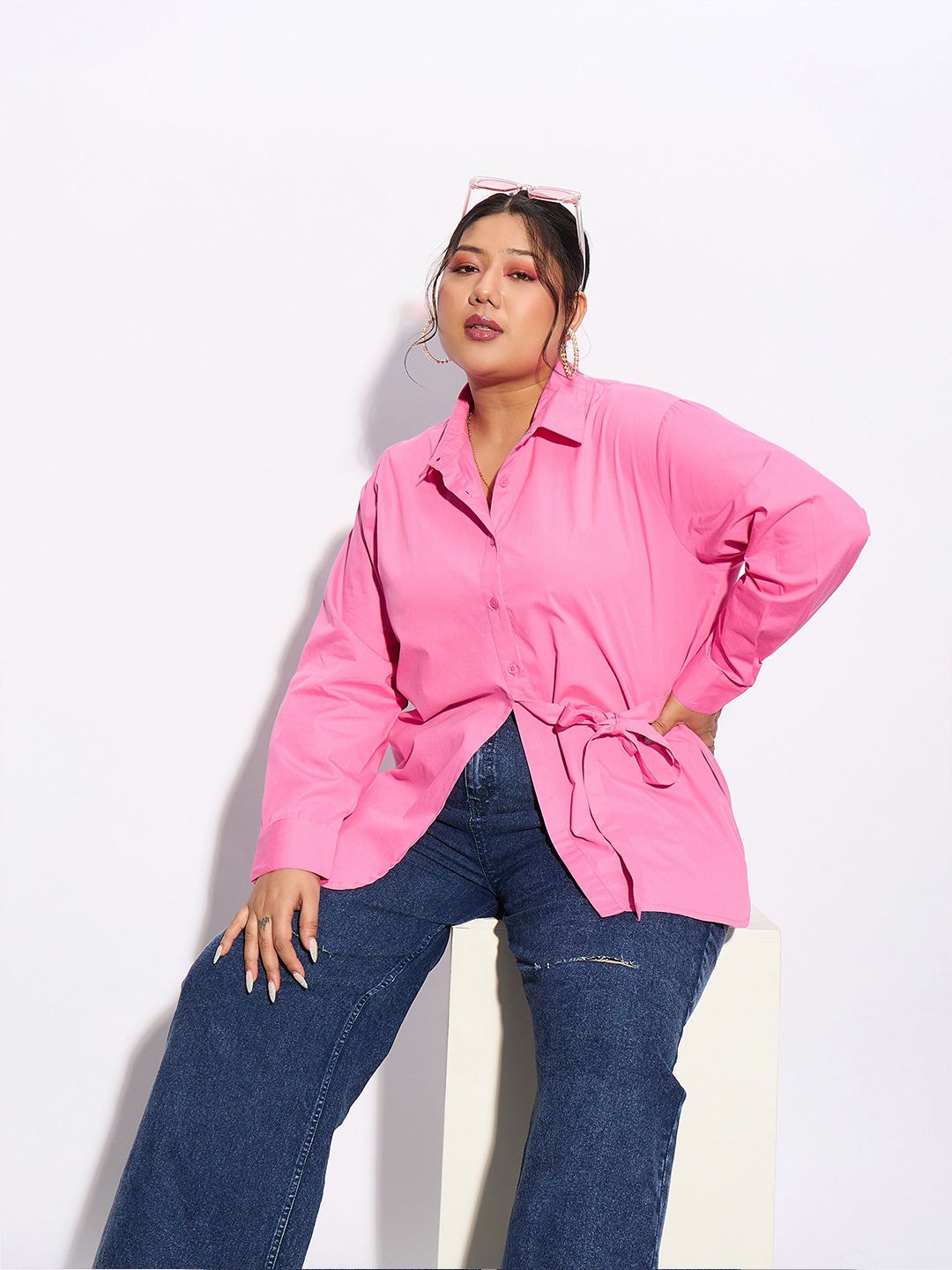 SASSAFRAS Curve Plus Size Pure Cotton Casual Shirt