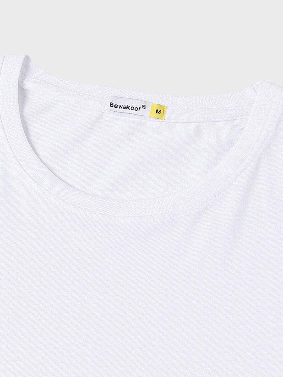 Bewakoof Men White Printed Oversized Pure Cotton T-shirt