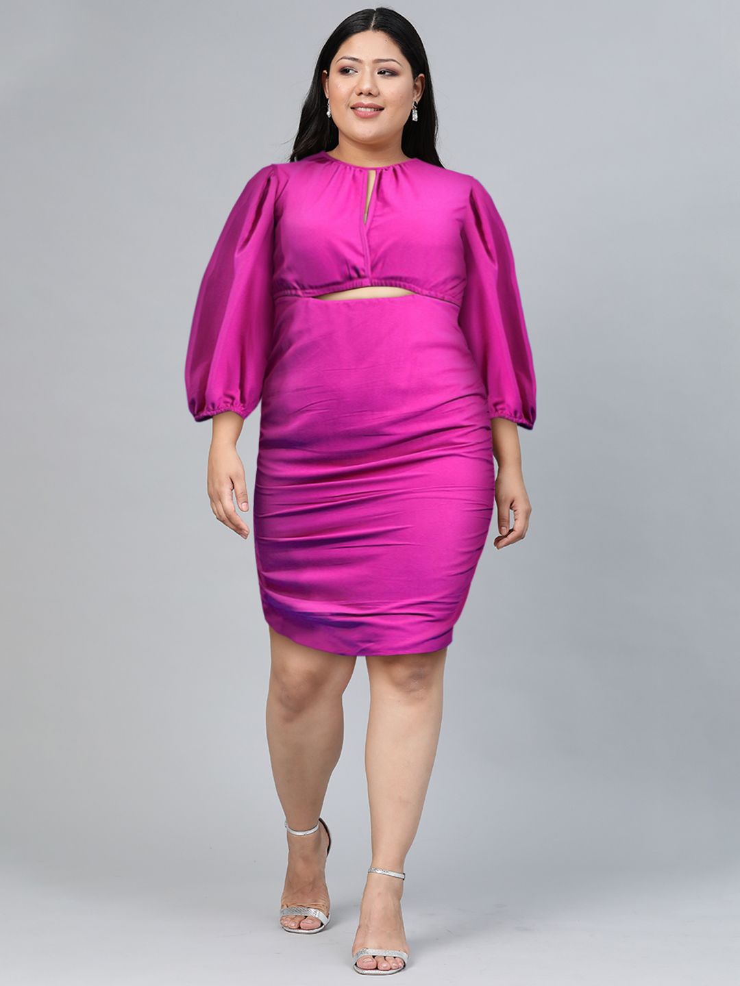 Tokyo Talkies Puff Sleeve Ruched Sheath Dress