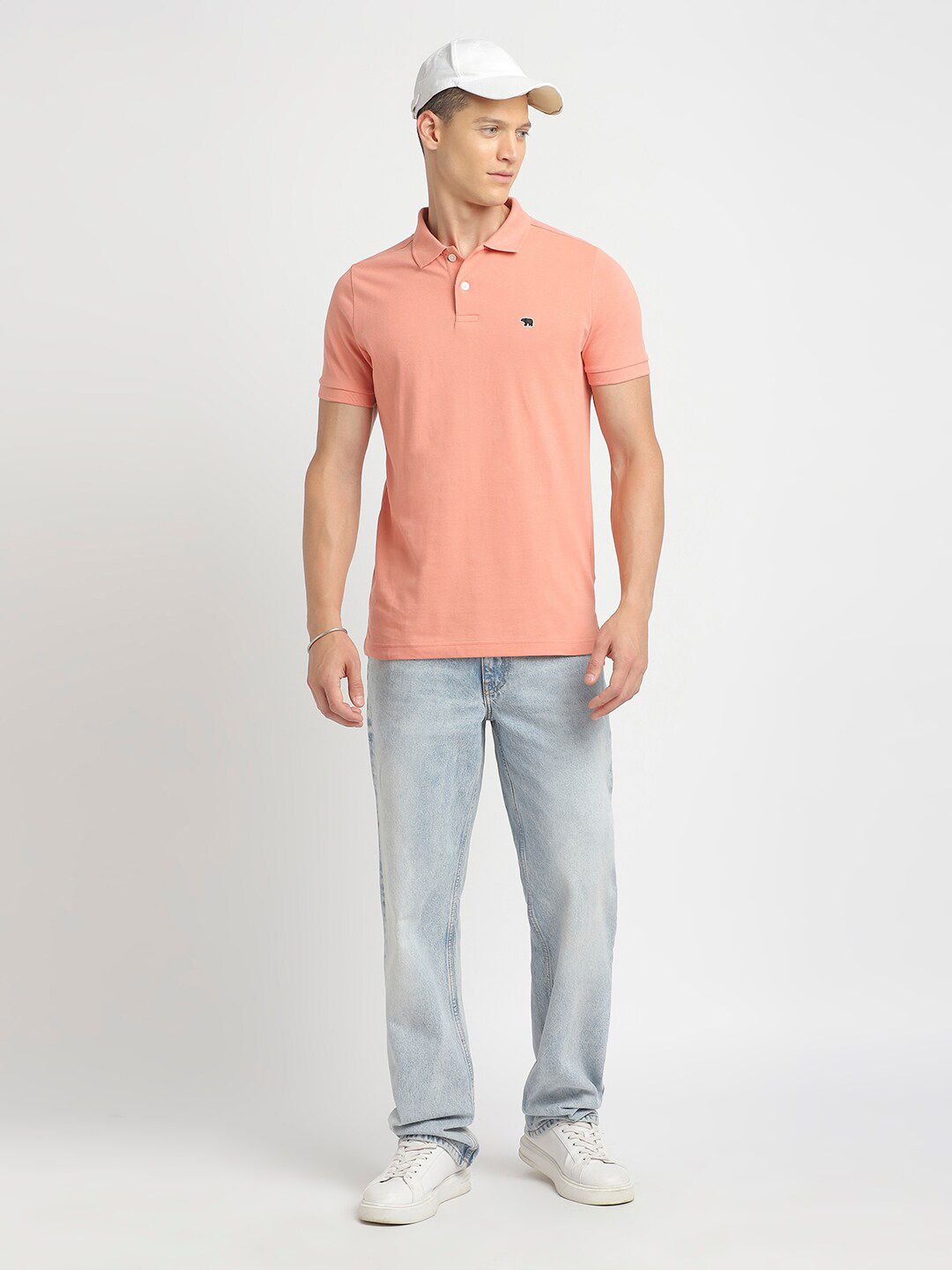 THE BEAR HOUSE Polo Collar Slim Fit Pure Cotton T-shirt