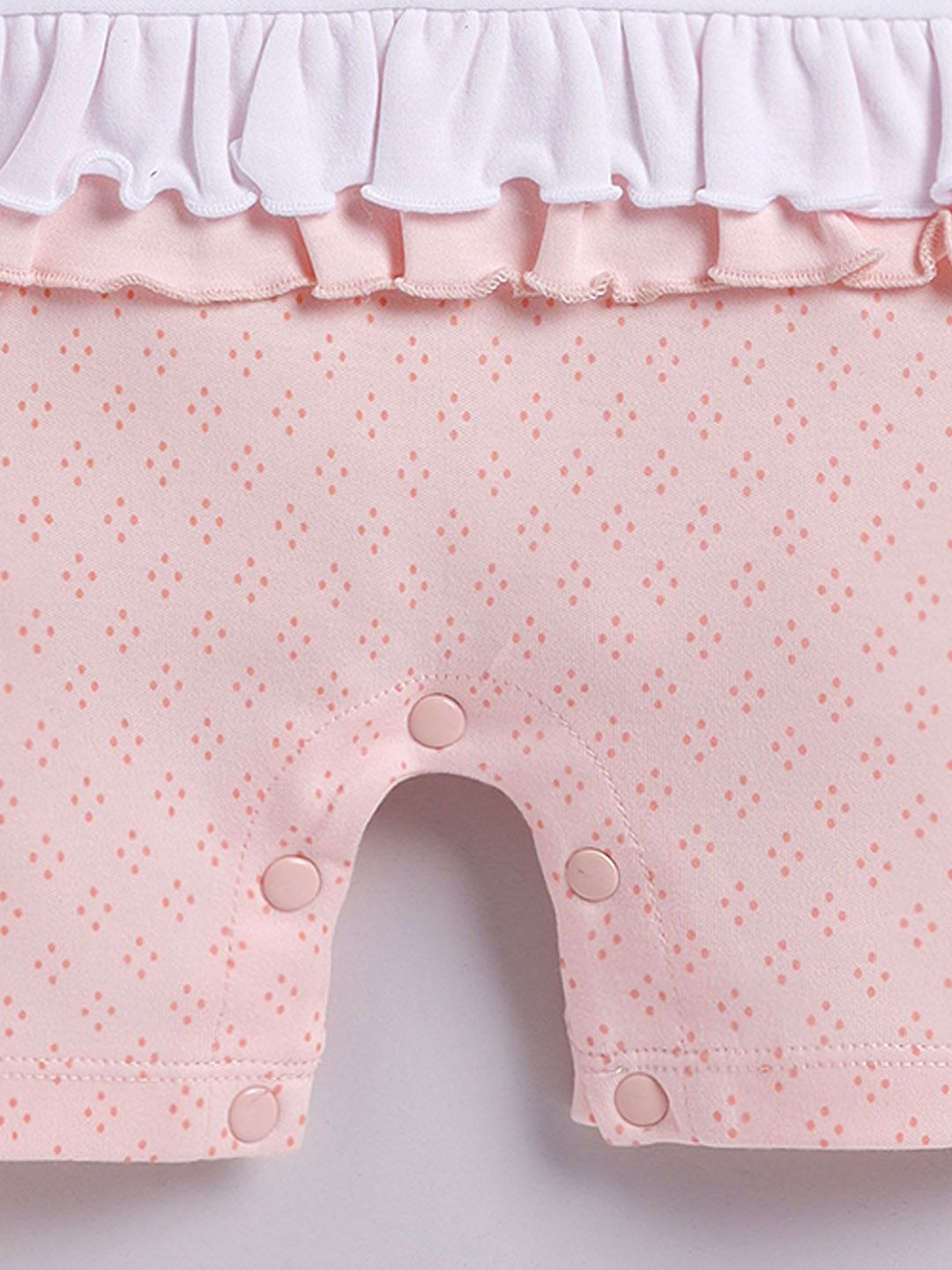 Moms Love Infant Girls Printed Cotton Rompers with Applique Detail