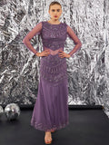 STREET 9 Lavender Print Lavender Embellished Net Sheath Dress