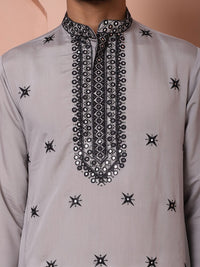 Jompers Embroidered Mandarin Collar Long Sleeves Kurta with Salwar & Dupatta