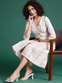 DressBerry Striped A-Line Midi Dress